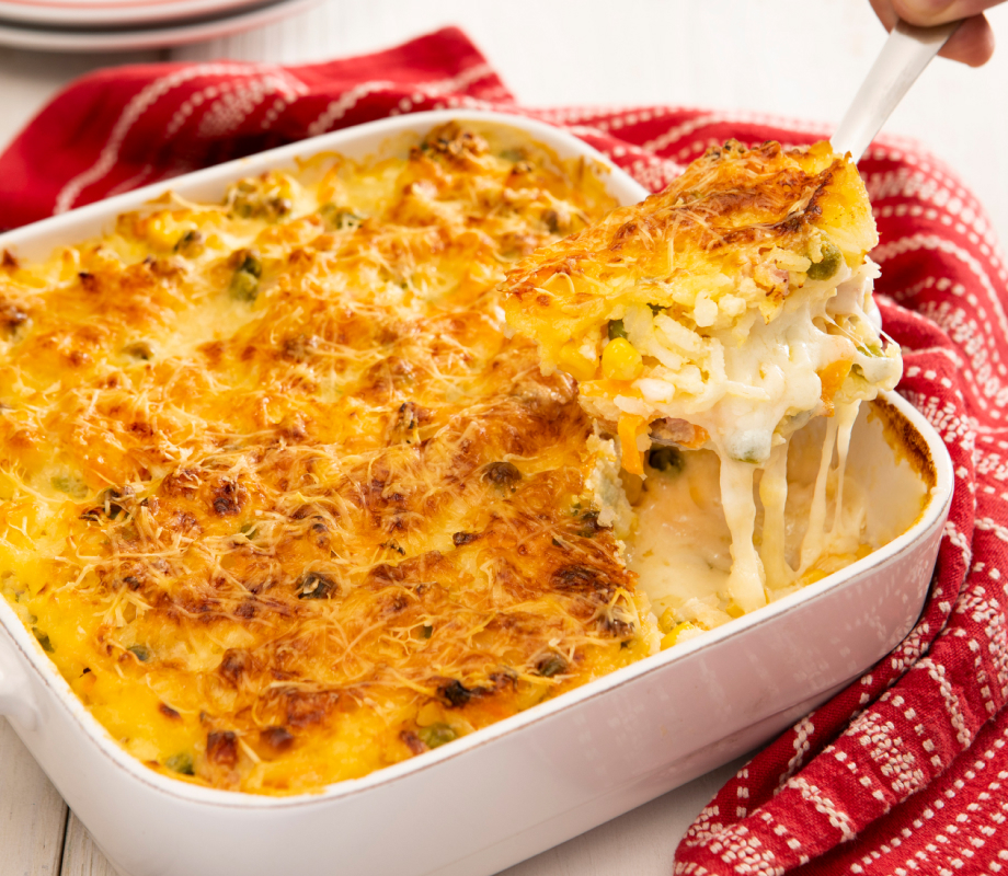 Arroz de forno com mix de legumes e presunto