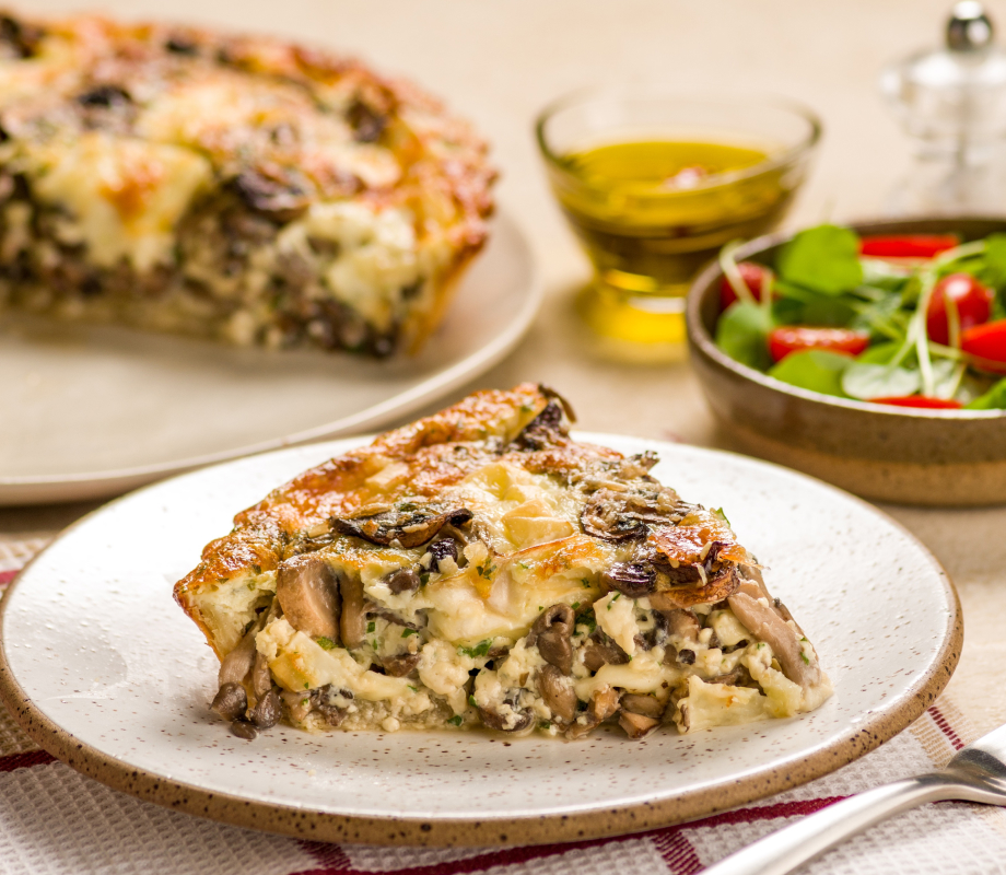 Quiche de Queijo Brie e mix de cogumelos