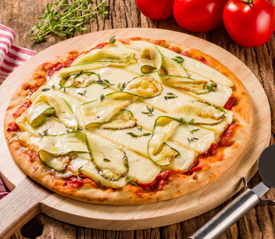 Pizza de abobrinha com Queijo Brie